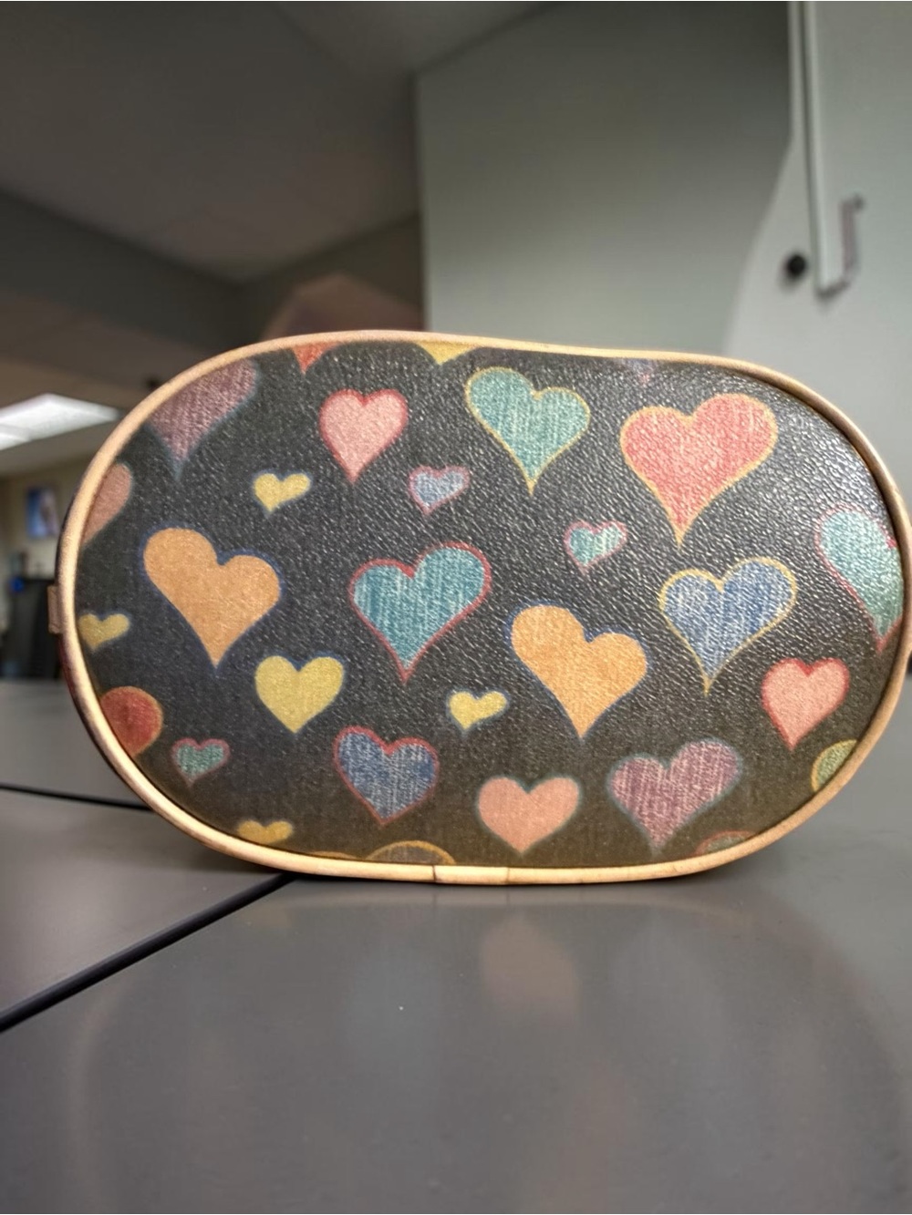 Heart-Print Canvas Hobo Bag in Multicolor - Picture 4 of 6